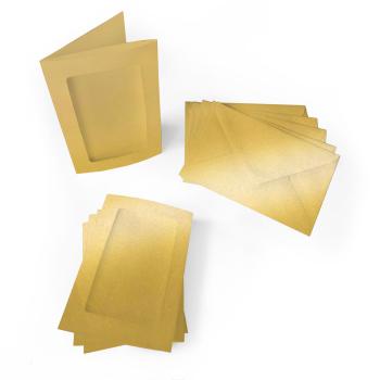 Passepartoutkarte mit rechteckigem Ausschnitt und Briefumschlag, DIN C6 in metallic gold