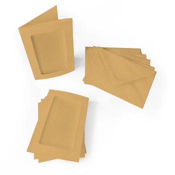 Passepartoutkarte mit rechteckigem Ausschnitt und Briefumschlag, DIN C6 in kraft sand