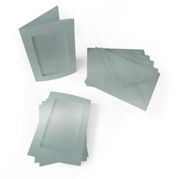 Passepartoutkarte mit rechteckigem Ausschnitt und Briefumschlag, DIN C6 in metallic platin