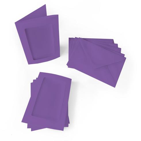 Passepartoutkarte mit rechteckigem Ausschnitt und Briefumschlag, DIN C6 in violett