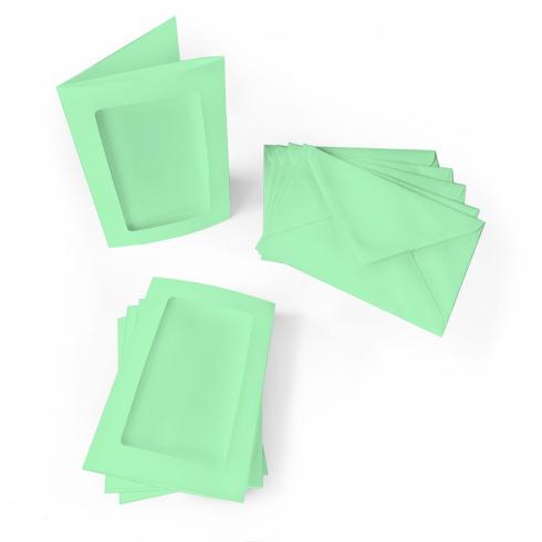 Passepartoutkarte mit rechteckigem Ausschnitt und Briefumschlag, DIN C6 in pastell grün