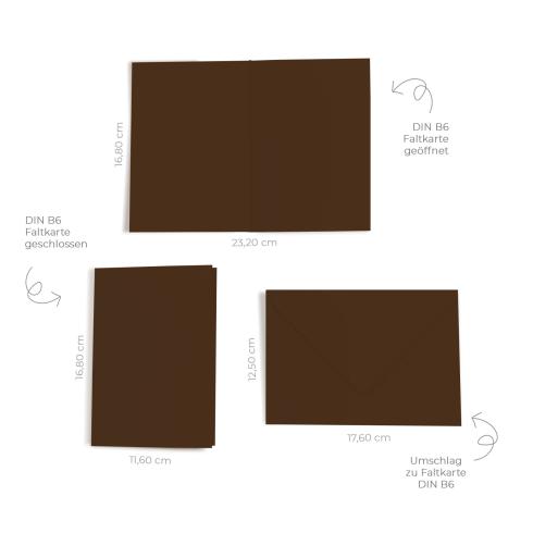 Faltkarte mit Briefumschlag DIN B6 in nussbraun