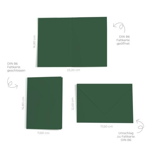 Faltkarte mit Briefumschlag DIN B6 in waldgrün