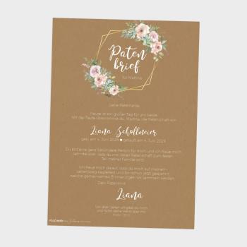 Patenbrief "Kraft White Roses" | Taufgeschenk | Taufe | Patengeschenk | personalisiert