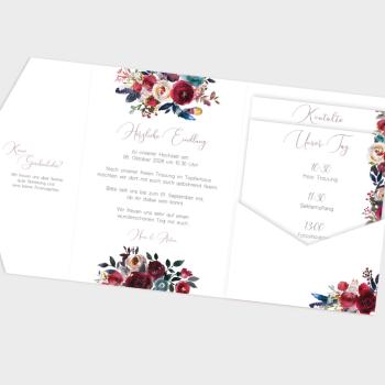 Pocketfold Einladung "Merlot und Navy" B6 