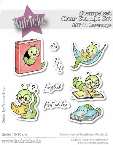 Preview: Kulricke Stempel "Leseraupe" Clear Stamp