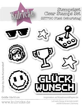 Kulricke Stempel "Pixelparty" 10x10cm Clear Stamp