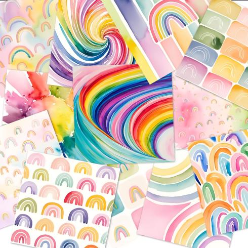 LaCreativ - Designpapier "Bunte Regenbogenwelt" Paper Pack 6x6" - 24 Bogen