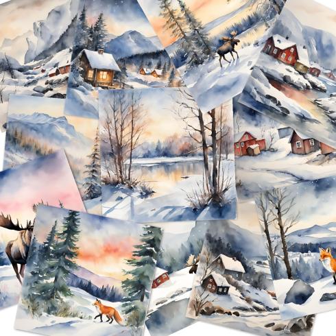 LaCreativ - Designpapier "Nordische Winterlandschaft" Paper Pack 6x6" - 24 Bogen