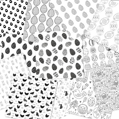 LaCreativ - Designpapier "Ostern Black & White" Paper Pack 6x6" - 24 Bogen