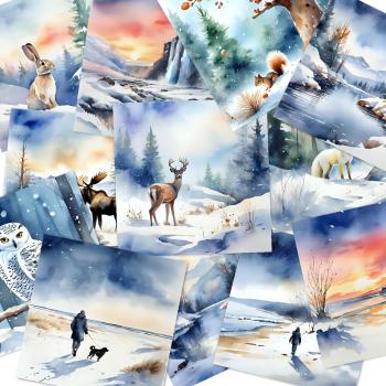 Preview: LaCreativ - Designpapier "Spaziergang im Winterwald" Paper Pack 6x6" - 24 Bogen