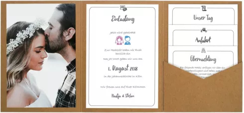 Preview: Pocketfold-Karte B6 Tripple Premium-Karton "Perlmutt Crema" Basic Line