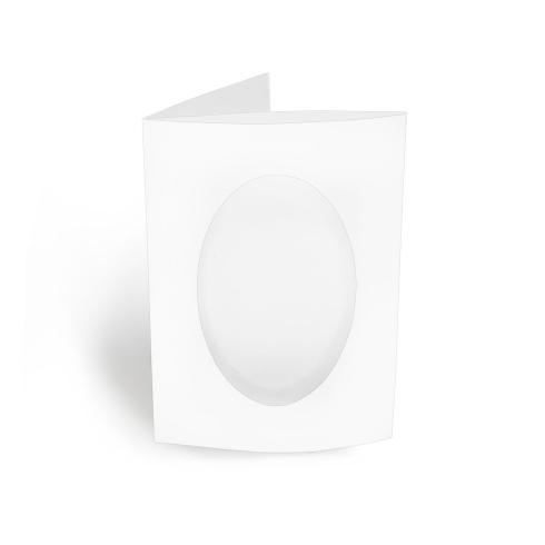 Passepartoutkarte oval 3-Fach DIN A6 in weiss