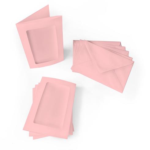 Passepartoutkarte mit rechteckigem Ausschnitt und Briefumschlag, DIN C6 in babypink