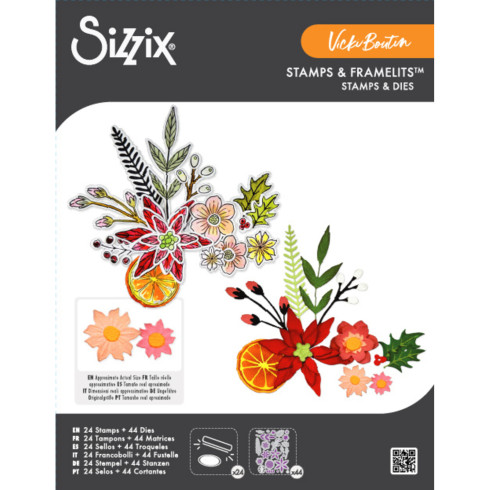 Sizzix - Stanzschablone & Stempelset "Winter Florals" Thinlits Craft Dies & Clear Stamps by by Vicki Boutin