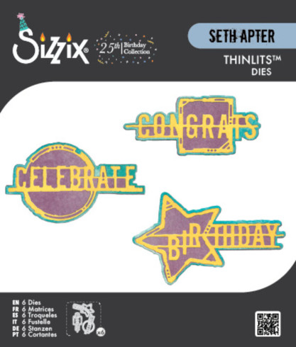 Preview: Sizzix - Stanzschablone "Word Wafers Birthday" Thinlits Craft Dies by Seth Apter