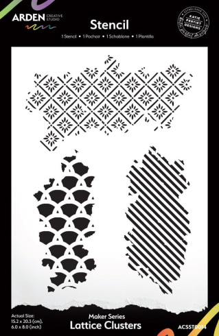 Preview: Arden Creative Studio - Schablone 6x8 Inch "Lattice Clusters" by Katie Pertiet Stencil