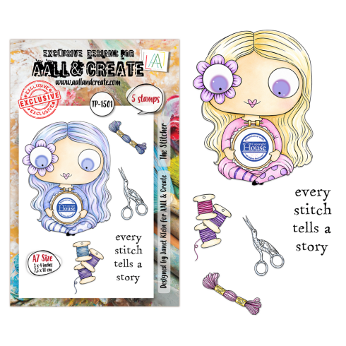Preview: AALL and Create - Stempelset A7 "The Stitcher" Clear Stamps by Janet Klein