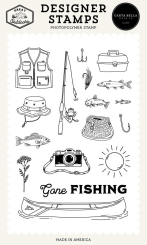 Preview: Carta Bella - Stempelset "Fishing Icons" Clear Stamps - Great Outdoors