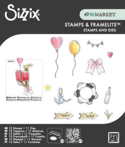 Preview: Sizzix - Stanzschablone & Stempelset "Sweet Drop" Thinlits Craft Dies & Clear Stamps by by 49 & Market
