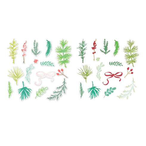 Sizzix - Stanzschablone & Stempelset "Winter Greenery" Thinlits Craft Dies & Clear Stamps by by Vicki Boutin