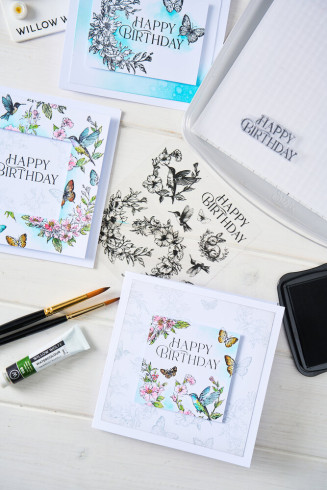 Sizzix - Stempelset "Birthday Blooms" Clear Stamps Design by Willow Wolfe