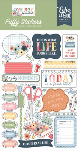 Preview: Echo Park - Aufkleber "One Day At A Time" Puffy Stickers