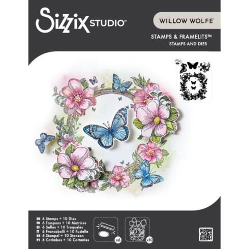 Sizzix - Stanzschablone & Stempelset "Artful Blooms" Thinlits Craft Dies & Clear Stamps by by Willow Wolfe