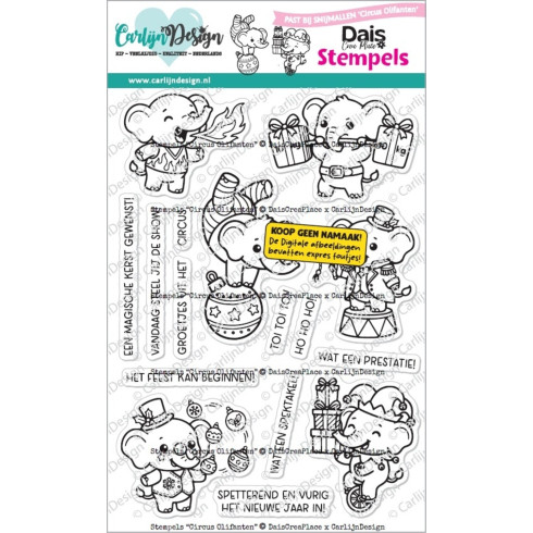 Carlijn Design - Stempelset "Circus Olifanten" Clear Stamps