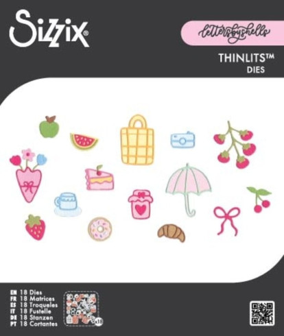 Preview: Sizzix - Stanzschablone "Picnic Treats" Thinlits Craft Dies by Letters by Shells