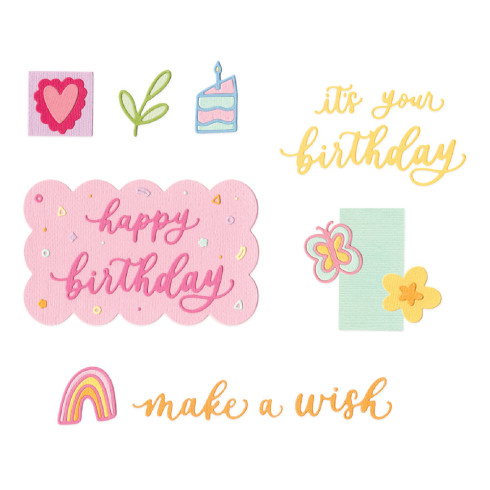Preview: Sizzix - Stanzschablone "Birthday Doodles by Letters" Thinlits Craft Dies by Shells