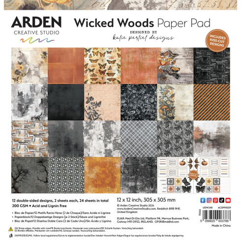 Arden Creative Studio - Designpapier "Wicked Woods" by Katie Pertiet Paper Pack 12x12 Inch - 12 Bogen