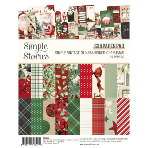 Simple Stories - Designpapier "Simple Vintage Old-Fashioned Christmas" Paper Pack 6x8 Inch - 24 Bogen