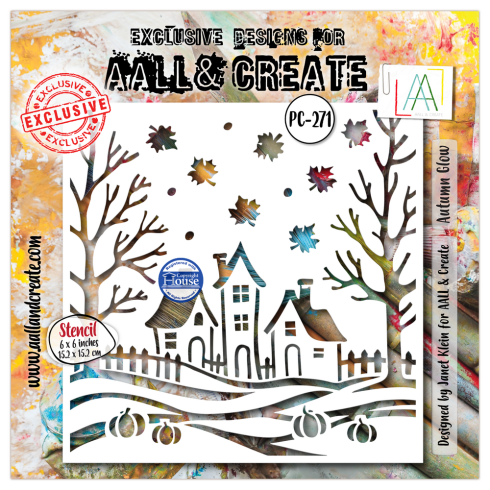 Preview: AALL and Create - Schablone 6x6 Inch "Autumn Glow "Stencil by Janet Klein