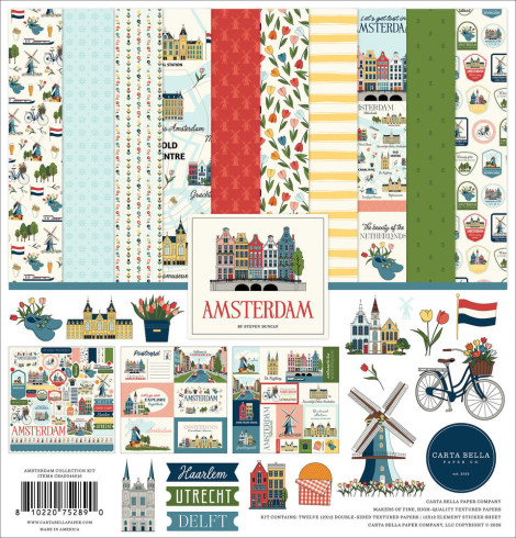 Preview: Carta Bella - Designpapier "Amsterdam" Collection Kit 12x12 Inch - 12 Bogen