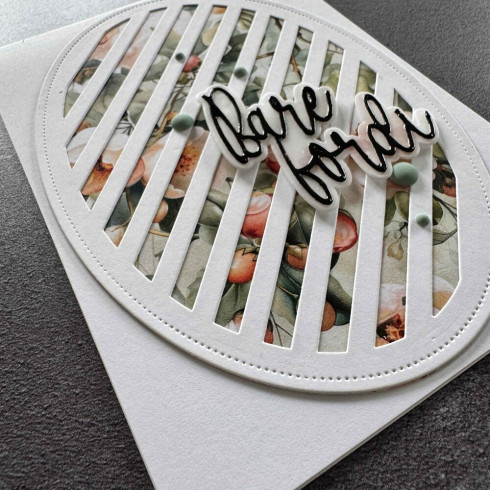 Preview: Simple and Basic - Stanzschablone A6 "Oval Diagonal Striped Panel with Piercing" Dies