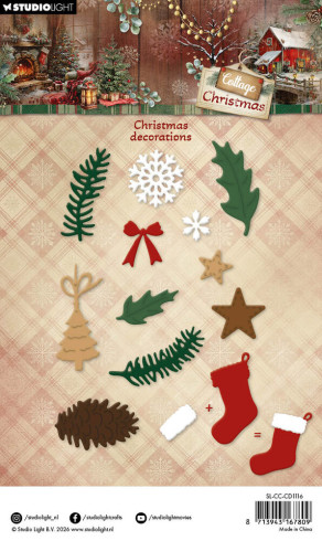 Preview: Studio Light - Stanzschablone "Christmas Decorations" Cottage Christmas Cutting Dies
