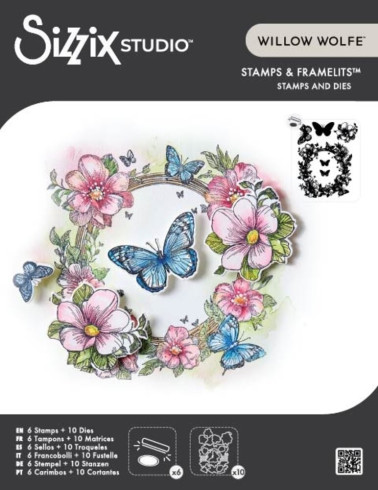 Preview: Sizzix - Stanzschablone & Stempelset "Artful Blooms" Thinlits Craft Dies & Clear Stamps by by Willow Wolfe