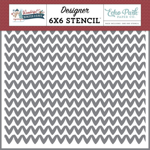 Preview: Echo Park - Schablone "Warm Woven Sweater" Stencil 6x6 Inch - Wonderful Winter Days