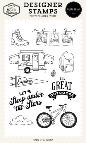 Preview: Carta Bella - Stempelset "Sleep Under The Stars" Clear Stamps - Great Outdoors