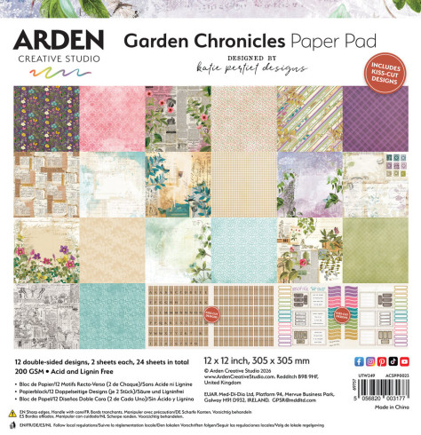 Preview: Arden Creative Studio - Designpapier "Garden Chronicles" by Katie Pertiet Paper Pack 12x12 Inch - 12 Bogen
