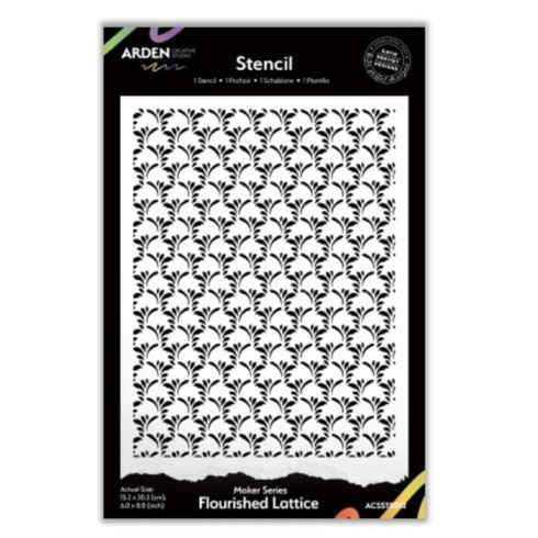 Arden Creative Studio - Schablone 6x8 Inch "Flourished Lattice" by Katie Pertiet Stencil