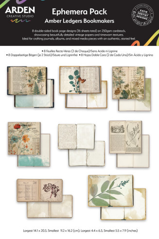 Preview: Arden Creative Studio - Stanzteile "Amber Ledgers" Ephemera Bookmakers by Katie Pertiet