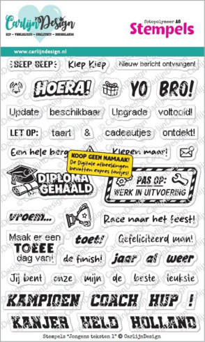 Preview: Carlijn Design - Stempelset "Jongens Teksten 1" Clear Stamps