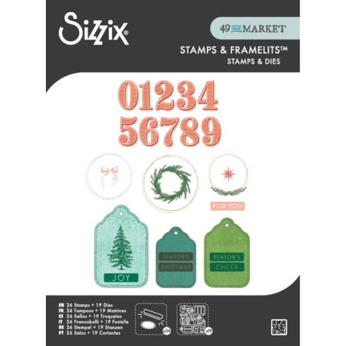 Sizzix - Stanzschablone & Stempelset "Holiday Tags" Thinlits Craft Dies & Clear Stamps by by 49 & Market