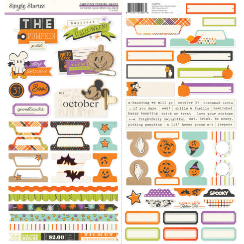 Preview: Simple Stories - Aufkleber "Say Cheese Classic Mouse Halloween" Cardstock Sticker Basics