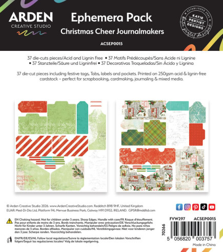 Preview: Arden Creative Studio - Stanzteile "Christmas Cheer" Ephemera Journalmakers by Katie Pertiet