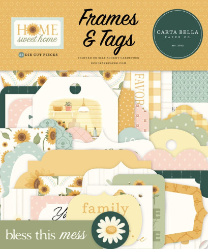 Preview: Carta Bella - Stanzteile & Anhänger "Home Sweet Home" Ephemera Frames & Tags