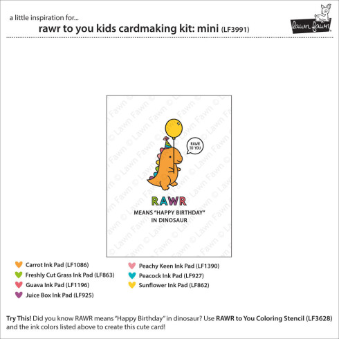Preview: Lawn Fawn - Kids Cardmaking Kit Mini "Rawr To You"