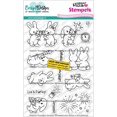 Carlijn Design - Stempelset "Nieuwjaar Konijnen" Clear Stamps